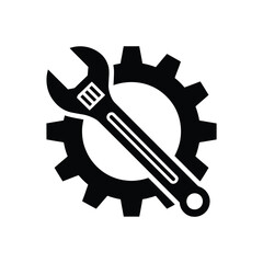 Adjustable wrench and gear icon for mechanical services