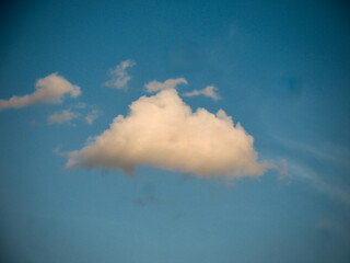 Soft Cotton-Like Cumulus on Blue - Minimal Sky Background on West Lake in Hanoi, Vietnam