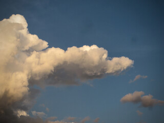 Golden Cloud Form Against Clean Blue Sky on West Lake in Hanoi, Vietnam