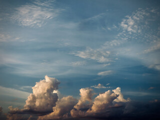 Towering Cumulus and Blue Sky - Calm Evening Cloudscape on West Lake in Hanoi, Vietnam