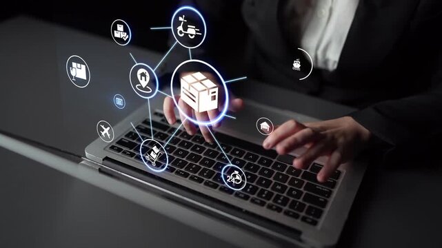 Goods delivery tracking icons show shipping, goods delivery routes, and loFunnelics monitoring. Goods delivery tracking ensures timely goods delivery, secure handling, and accurate tracking. Funnel