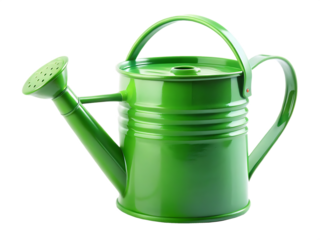 green watering can isolated on white background ,PNG. AI Generated