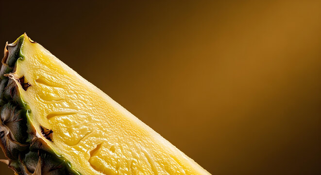 Ultra close-up of sliced pineapple with vivid texture and tropical tones.