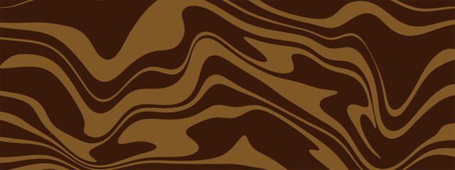 Dark coffee chocolate pattern with swirl texture and smooth caramel vector bg. Abstract wave design shows fluid cocoa lines for dessert art and modern background.