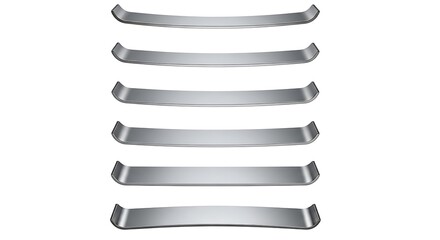 Metallic arcs horizontal arrangement on white background