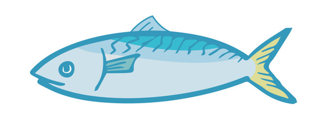 魚イラスト手描きのかんたんシンプルな食品
