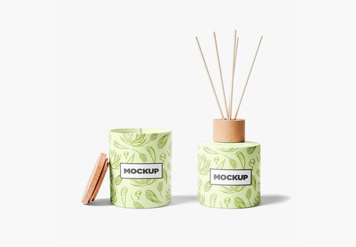 Candle With Diffuser Mockup