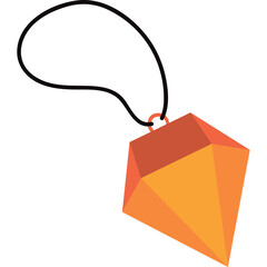 Orange and yellow faceted gemstone pendant with black cord on transparent background detailed illustration