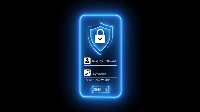 Cybersecurity, Secure Login System concept on the transparent background. user accessing password on secure login for data privacy, identity protection. Motion graphics of secure login idea. 4k video
