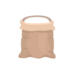 Brown burlap sack filled with white powder. Rice Packaging Bag. Rice Bag Storage. Wheat burlap sack.