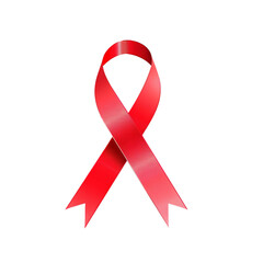 close up of aids awareness red ribbon on white background with clipping path