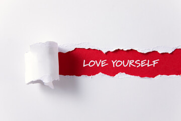 love yourself torn paper