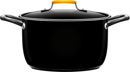 Black Cooking Pot with Yellow Handle