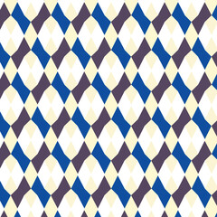 Purple, beige and blue geometric shapes make up the pattern for fabric, postcards, websites.