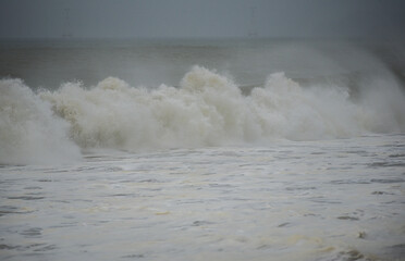 waves breaking on Nha Trang beach before the Kalmaegi storm