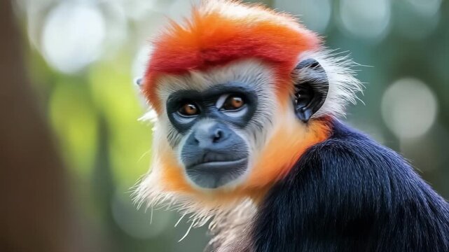 Color-changing monkey expressively displays vibrant hues based on emotions in a lively jungle environment