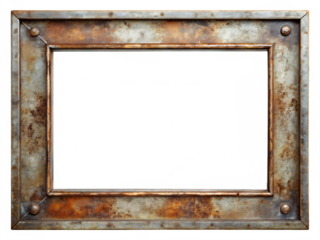 grunge metal frame isolated on white background ,PNG. AI Generated