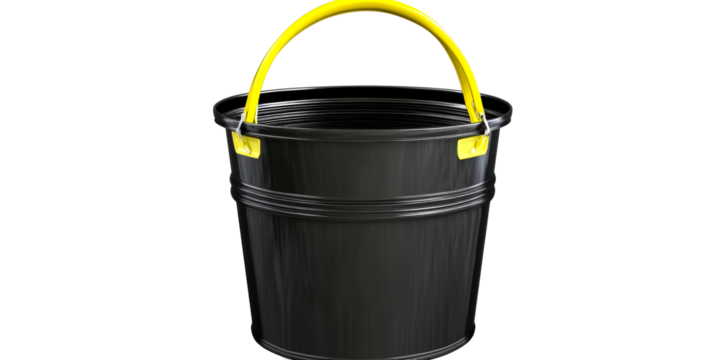 Glossy Black Bucket with Yellow Handle