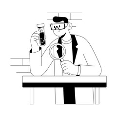 Senior researcher inspecting lab setup, tools, and safety standards. PNG File On Transparent Background
