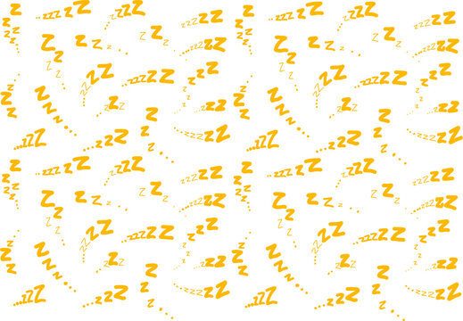 Seamless yellow &ldquo;Zzz&rdquo; sleep pattern on a white background, symbolizing rest and dreaming. Perfect for pajamas, bedding, nursery decor, and cute relaxing designs.
