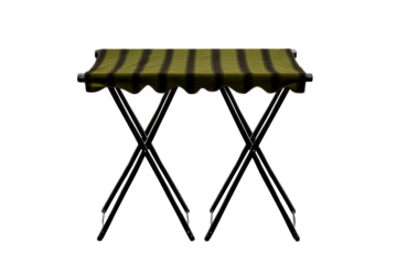 Striped Fabric Canopy Table with Black Folding Legs