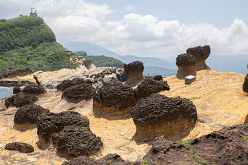 Natural rock formation at Yehliu Geopark, Taiwan.
