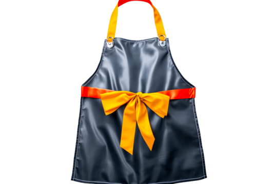 Satin apron with decorative bow and straps