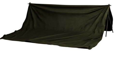 Olive Green Fabric Tent with Wooden Poles