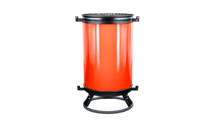 Orange Portable Grill with Black Metal Stand