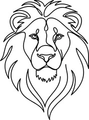 Fototapeta premium Abstract Continuous Line Art Lion Head and Mane Outline Vector Illustration