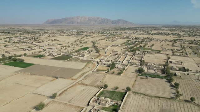Balkh ancient town Afghanistan drone aerial - historic religious city ruins and rural historic houses and agriculture - Bactria - Zariaspa