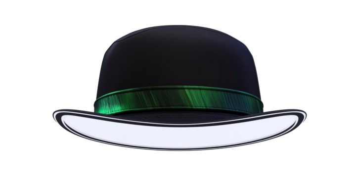 Black Top Hat with Green Band
