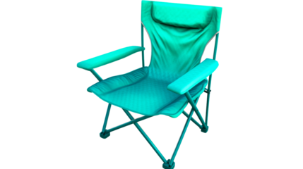 Teal folding camping chair with armrests