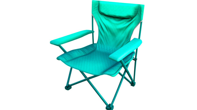 Teal folding camping chair with armrests