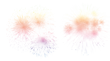 Vibrant abstract paint splatters and powder bursts in gradient colors