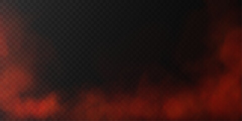 Abstract red smoke or fog on a transparent background with a vector effect. © andreu1990