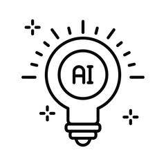 Lightbulb with AI concept representing innovation and smart technology.