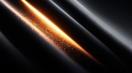 Minimal premium black friday background with matte black surface and elegant golden diagonal light streak across center, luxury minimalist composition with copy space