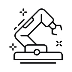 Futuristic robotic arm icon representing AI automation in industry.