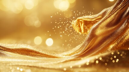 Elegant Abstract Gold Fluid Texture with Soft Light and Flowing Waves for Background Design