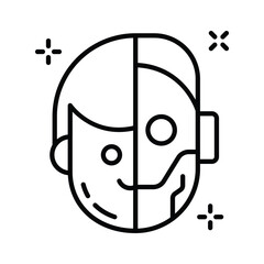 Futuristic humanoid robot icon symbolizing advanced artificial intelligence and robotics.