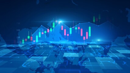 Digital Stock Market Chart with Global Financial Data Analysis Display