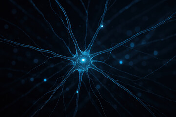 Stunning neural network visual showcasing intricate connections among neurons in a dark setting