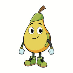a curious pear cartoon vector