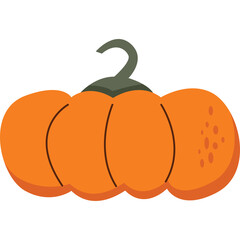 Orange Pumpkin With Green Stem And Brown Speckles On A Transparent Background