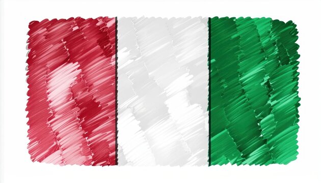 Sketchy Style National Flag of Italy Scribbled with Pencil Drawing