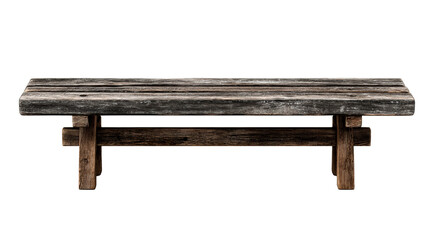 Rustic wooden outdoor bench on white background