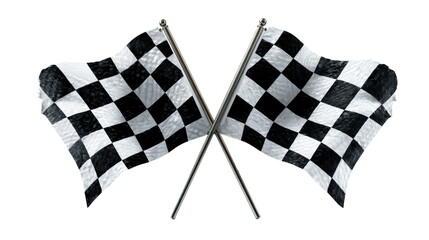 Fototapeta premium Two Crossed Checkered Flags on Poles