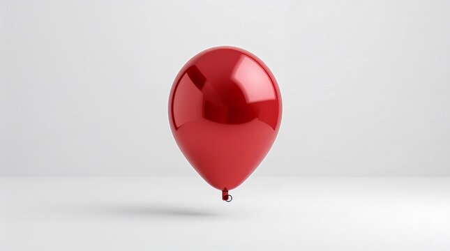 a bright red 3D balloon with a metallic sheen effect is prominently displayed on a clean and crisp white background, the balloons intricate details and textured metal surface - Powered by Adobe