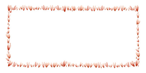 Cute little red hearts frame. Watercolor hand drawn illustration isolated on white background for Valentine card label